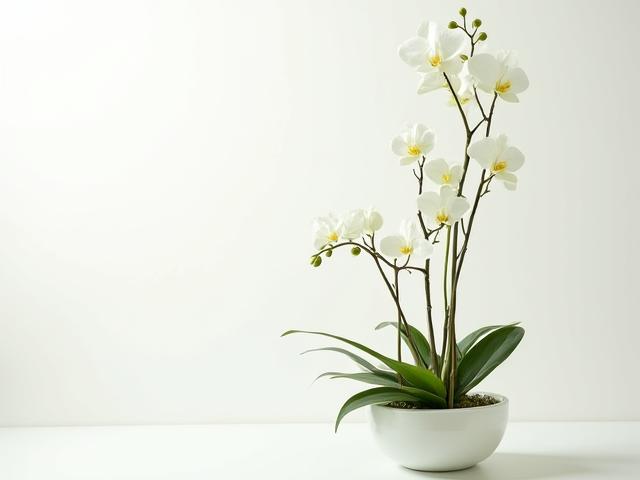 Ramo Serenidad de la Sabana: Orquídeas blancas y follaje verde, simbolizando la calma de la sabana de Bogotá.